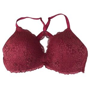 Aerie burgundy Padded Adjustable Straps Sexy Lace Bralette Size 36C